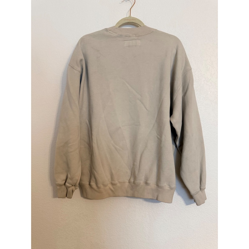 Abercrombie Fitch Mens Oversized Crewneck Sweatshirt Beige Soft Fleece Size M - Picture 4 of 4